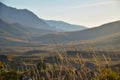 Sundawn over a mountain field at the Lagonaki plateau Royalty Free Stock Photo
